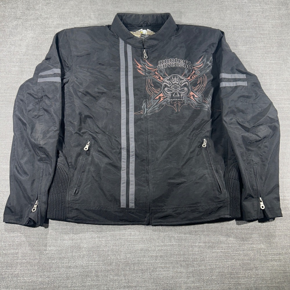 Harley-Davidson Grail Riding Jacket Mens Large Black Excellent Willie G Skull